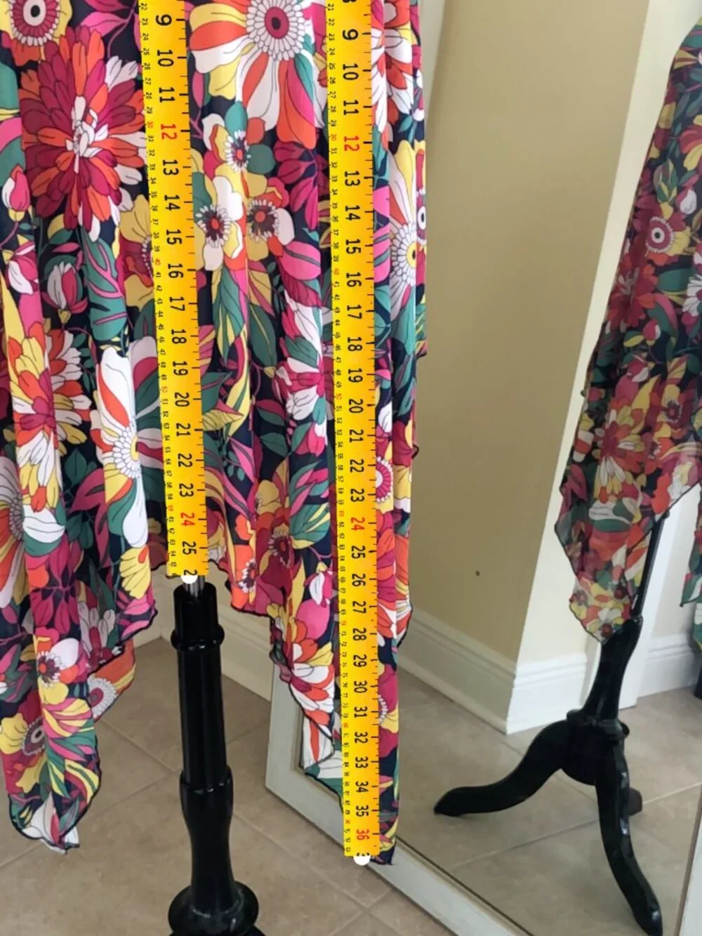 Cha Cha Vente 2X Poncho Boxy Top Boho Pink Floral - Picture 7 of 7
